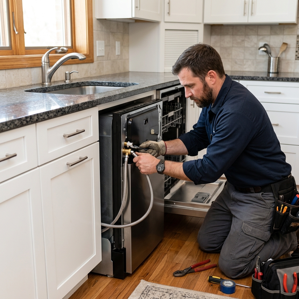 Dishwasher installation in a McAllen TX kitchen